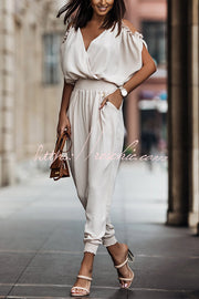 Ruffle Cold Shoulder Jumpsuit – Loose Fit Ankle Length