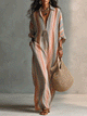 Striped V-Neck Maxi Dress | Flowing Beach Cover-Up