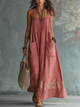 Dusty Rose Pocket Detail Ærmeløs Maxikjole