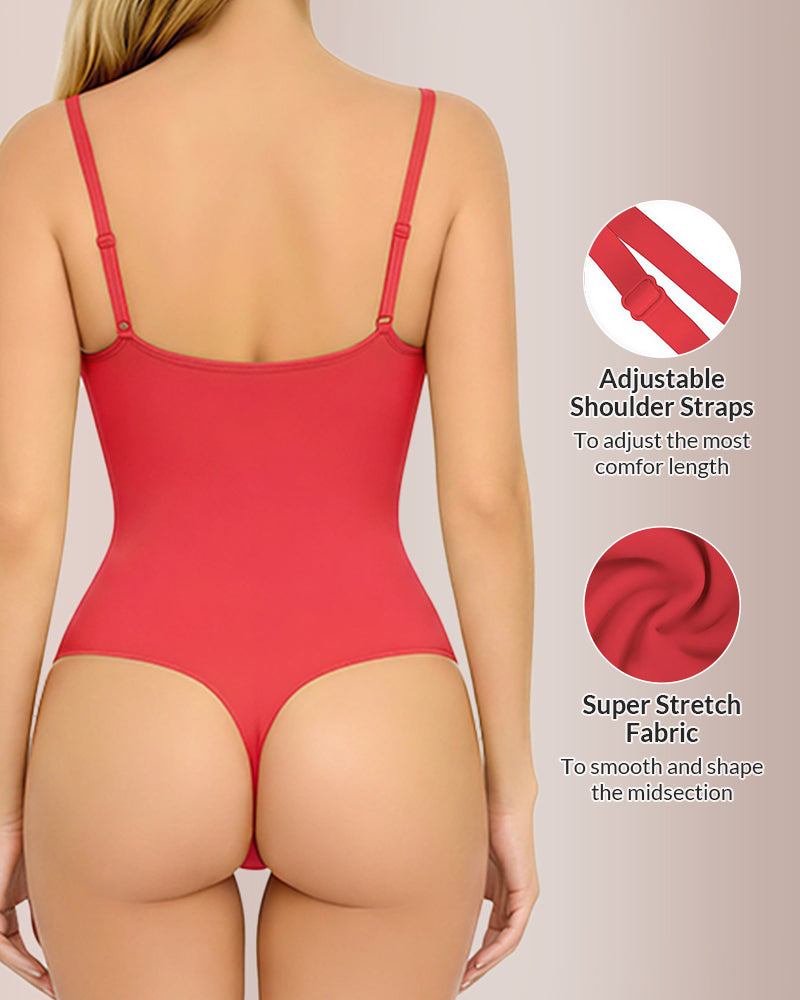 Seamless Thong Bodysuit with Tummy Control & Bust Coverage