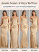 AZAZIE Sorrel Wedding Guest Gown for Women, 2-Piece Luminous Satin Mermaid Dress with Cowl Neck, Lace-up Corset Top & Chiffon Scarf, Gowns