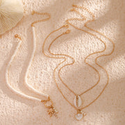 Collier Multicouche Coquillage de Perles de Bohême – Perle d'Imitation