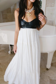 Leather Patchwork Sleeveless Maxi Dress – Vacation Style
