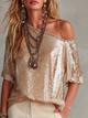 Pailletten-One-Shoulder-Top | Abendparty beim Ausgehen