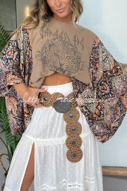Ethnic Print Batwing Sleeve Loose Top | One Size
