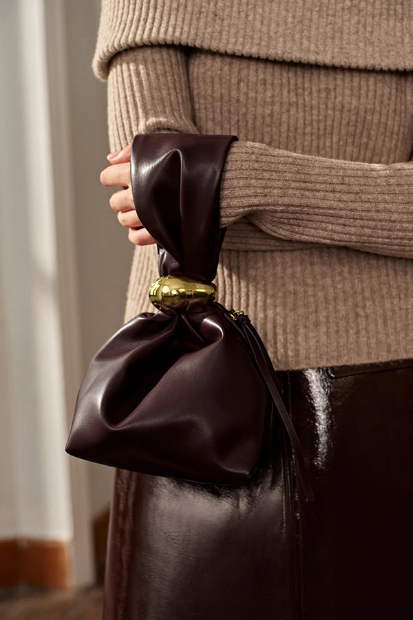 Retro Pleated Bucket Bag with Zipper Closure