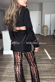 Women's Backless Lapel Blazer – Loose Fit Long Sleeve Coat