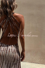 Tie-Dye Lace-Up Back Sleeveless Maxi Dress