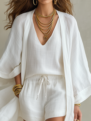 Lightweight Layered Casual Three-Piece Pants Set