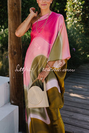 Satin Tie Dye One Shoulder Maxi Dress | Vacation Style