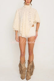 Lace Openwork Batwing Top & Slim Shorts Set – Vacation