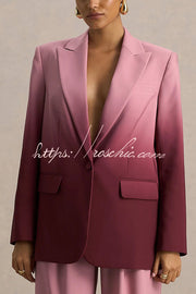 Ombre Satin Lapel Blazer – Single Button Loose Fit