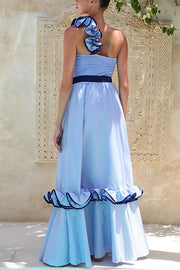 Striped Ruffle Trim Maxi Skirt – Loose Fit Vacation Style