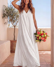 Flowy Boho V-Neck Halter Maxi Dress