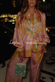 Tiger Print Long Sleeve Shirt and Pants Set – Loose Fit