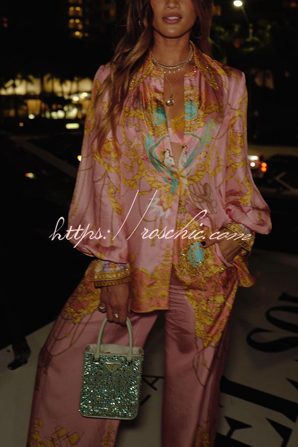 Tiger Print Long Sleeve Shirt and Pants Set – Loose Fit