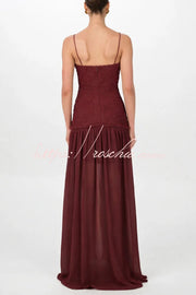 Floral Chiffon Strapless Maxi Dress – Off Shoulder Party Gown