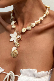 Imitation Pearl Conch & Starfish Pendant Necklace and Bracelet