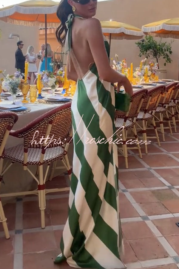 Robe longue dos nu rayée avec poches – Coupe ample dos nu