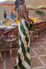 Robe longue dos nu rayée avec poches – Coupe ample dos nu