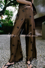 Sequined Wide-Leg Pants with Pockets – Loose Fit