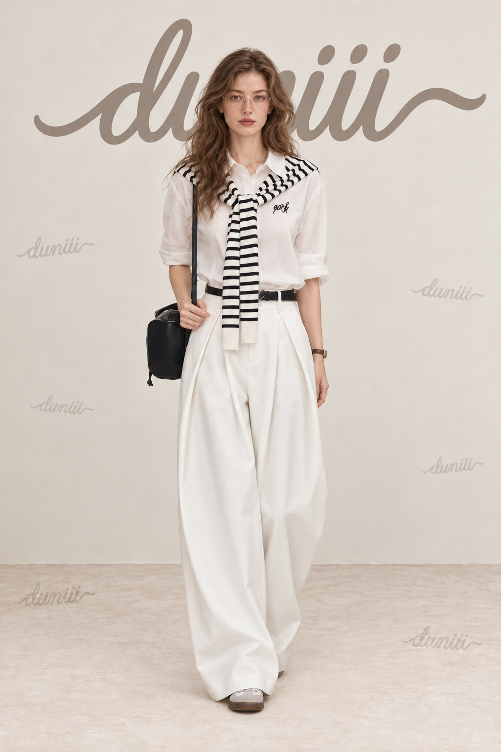 Duniii Pleated Barrel-Leg Pants