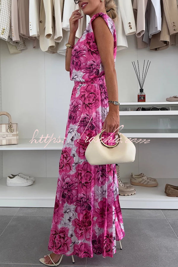 Women's Sleeveless Wide-Leg Pants Set with Pleated Top