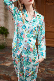 Underwater Print Long Sleeve Two-Piece Set – Loose Fit
