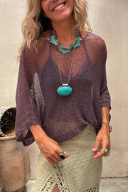 Mesh Long Sleeve Beach Cover-Up Top | Sheer Vacation Blouse