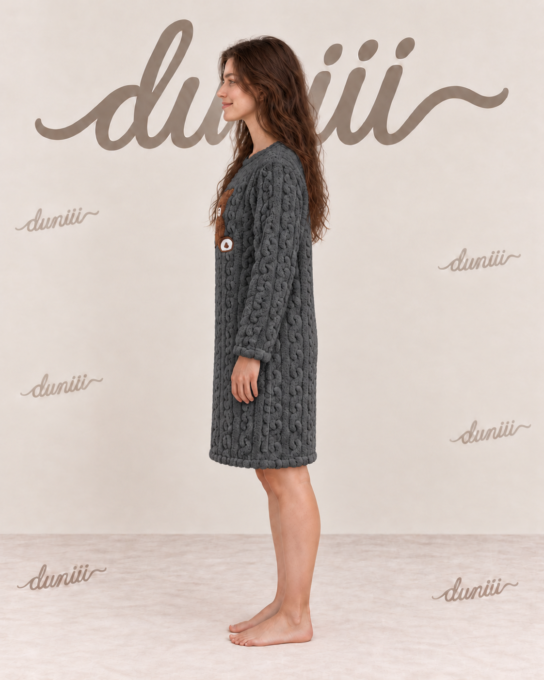 Duniii Original Teddy Bear Fleece Nightdress