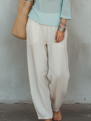 Light Blue Knitted Sweater and Wide Leg Pants Set