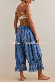 Elastic Waist Lace Hem Bloomer Pants – Loose Fit