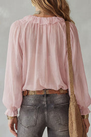 Women's Long Sleeve V-Neck Loose Shirt Top