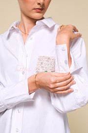 Graphic Patch Pocket Statement Blouse – Loose Fit