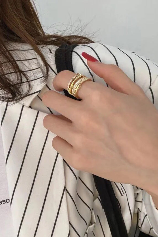 Interlocking Stacked Diamond Rings | Set of 3