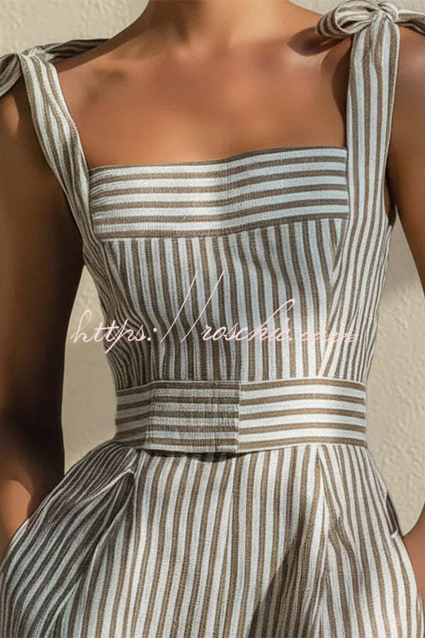 Women's Striped Sleeveless Jumpsuit – Loose Fit Vacation Wear