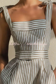 Women's Striped Sleeveless Jumpsuit – Loose Fit Vacation Wear