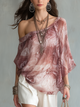 Rose Marble Print Off-Shoulder Blouse | Flowy & Feminine