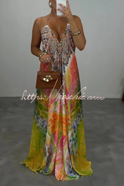 Bohemian Halter Neck Sleeveless Backless Loose Maxi Dress