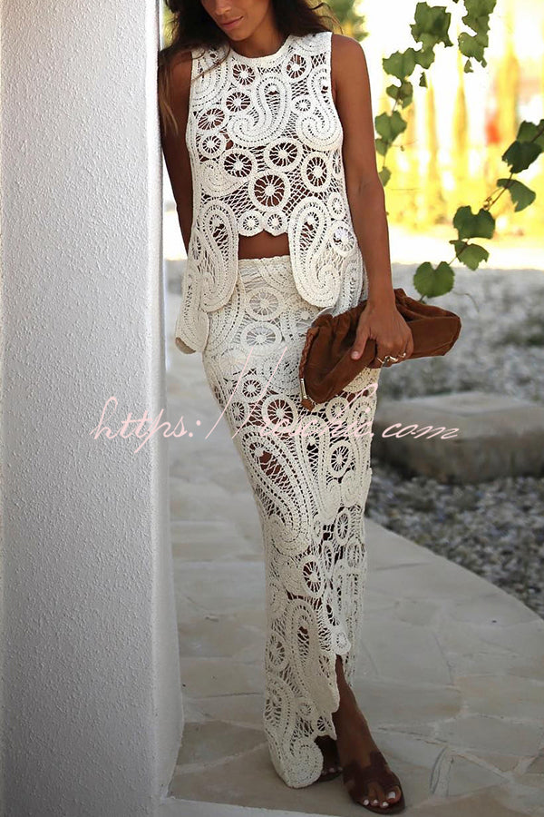 Crochet Lace Tank Top with Irregular Hem | Loose Boho Fit