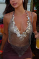 Sequin Embellished Halter Body Chain Vest