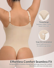Seamless Heart-Neck Thong Bodysuit with Built-In Shaping