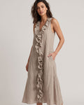 Ruffle-Front V-Neck Maxi Dress