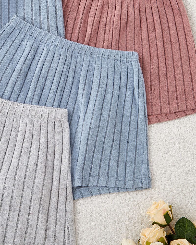 Ribbed Knit Pajama Set – Tank Top & Shorts