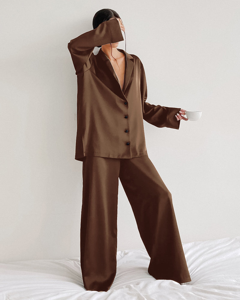 Faux Ice Silk Pajama Set