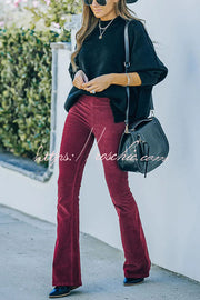 Women's Corduroy Bell Bottom Pants with Elastic Waist