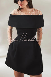 Off-the-Shoulder Mini Dress with Pockets & Removable Belt