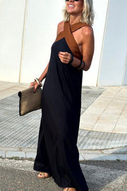 Sleeveless Off-Shoulder Backless Loose Maxi Dress