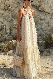 Floral Halter Maxi Dress – Sleeveless Beach Vacation Dress