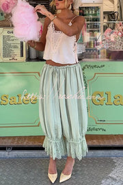 Elastic Waist Lace Hem Bloomer Pants – Loose Fit